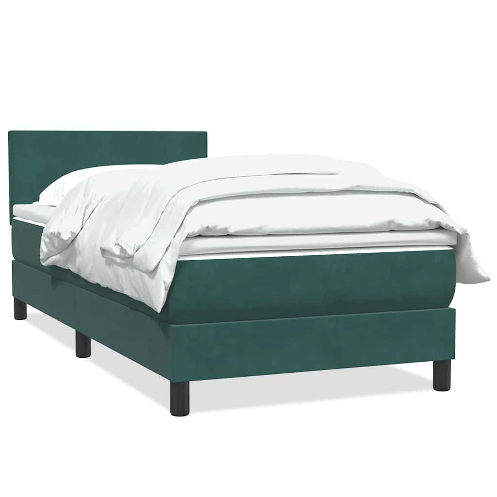 vidaXL Boxspringbett mit Matratze Dunkelgrün 80x220 cm Samt