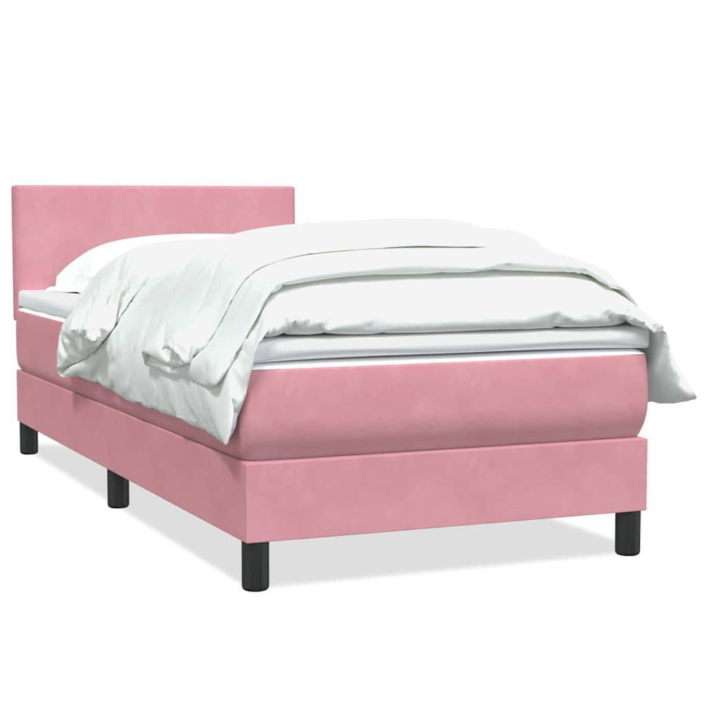 vidaXL Boxspringbett mit Matratze Rosa 90x210 cm Samt