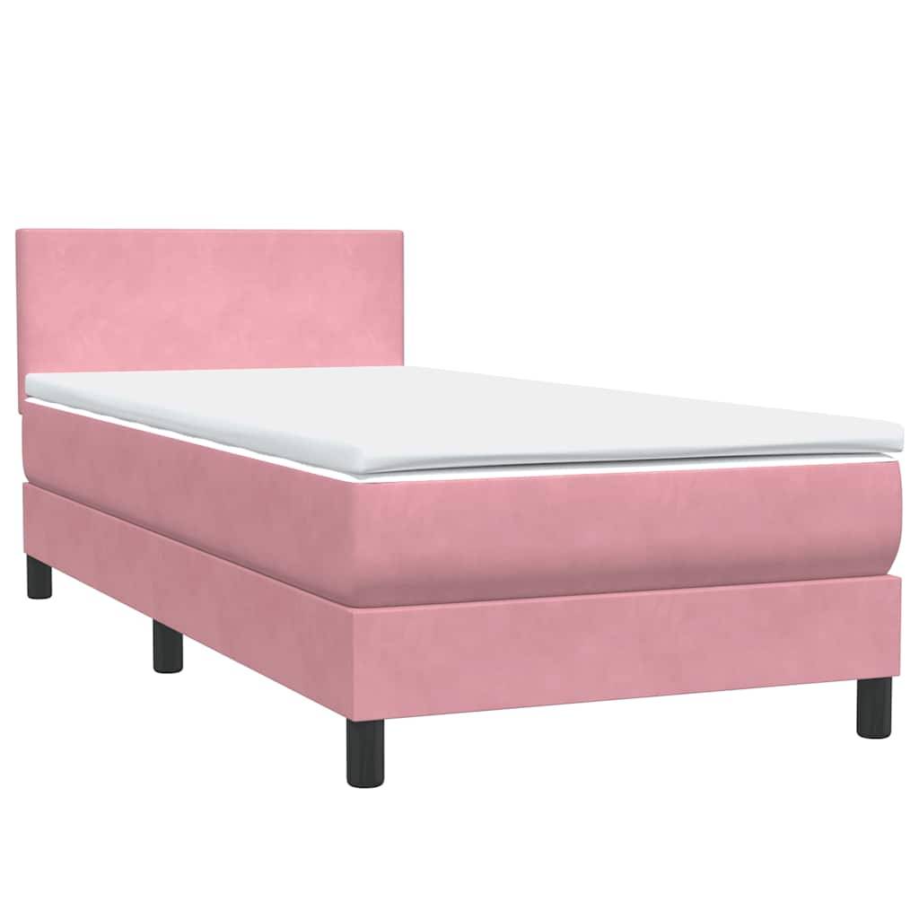 vidaXL Boxspringbett mit Matratze Rosa 90x210 cm Samt