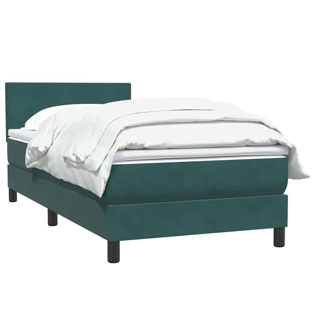 vidaXL Boxspringbett mit Matratze Dunkelgrün 80x220 cm Samt