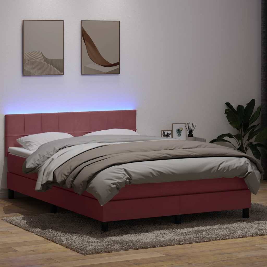 vidaXL Boxspringbett mit Matratze Rosa 160x210 cm Samt