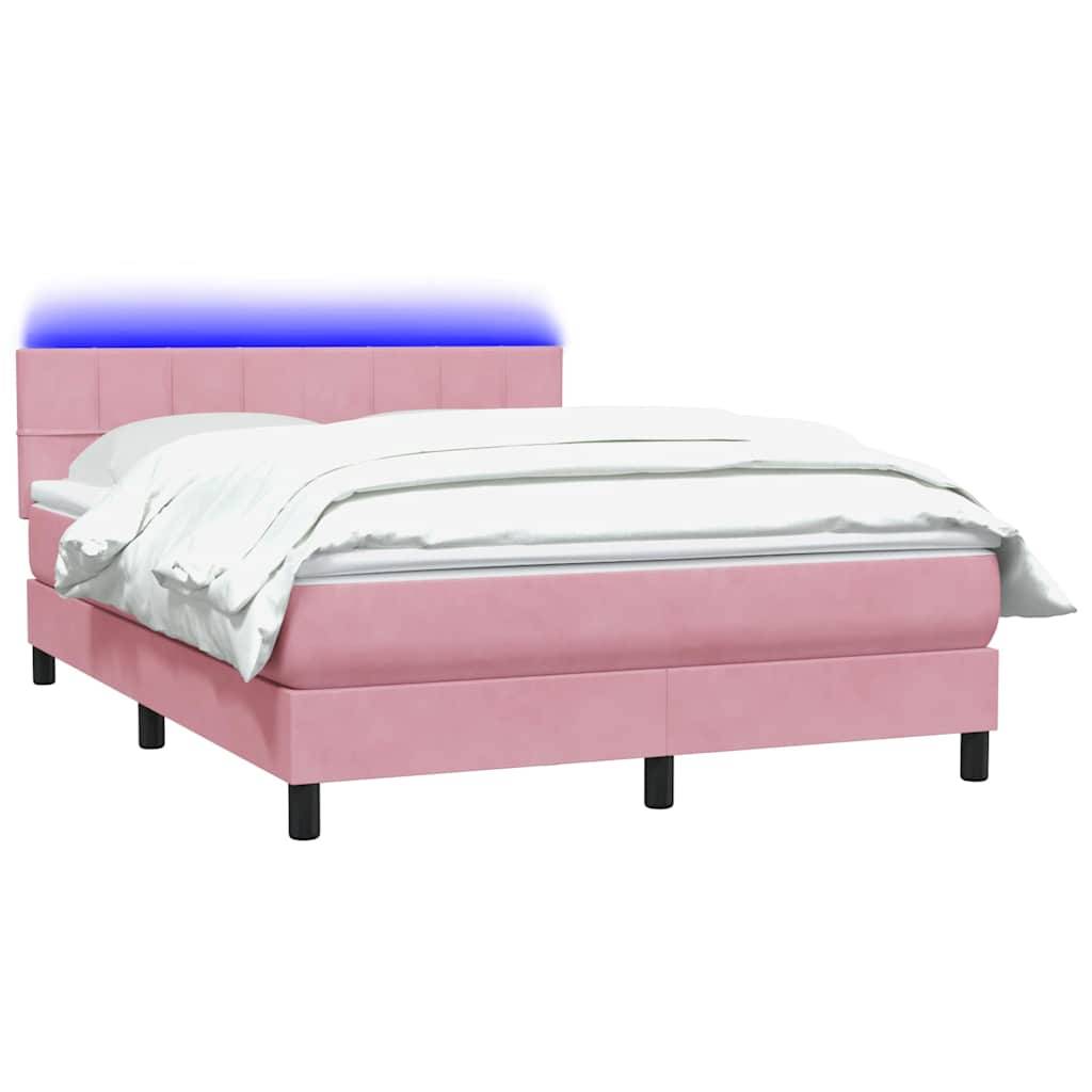 vidaXL Boxspringbett mit Matratze Rosa 160x210 cm Samt