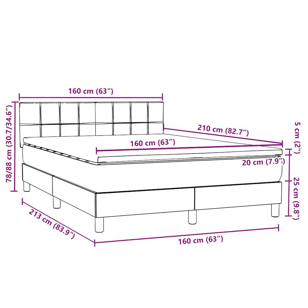 vidaXL Boxspringbett mit Matratze Rosa 160x210 cm Samt