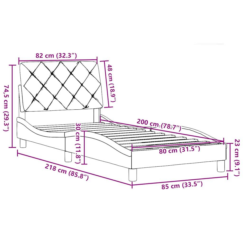 vidaXL Bettgestell ohne Matratze Dunkelbraun 80x200 cm Stoff