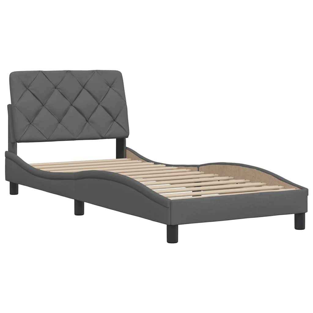 vidaXL Bettgestell ohne Matratze Dunkelgrau 90x200 cm Stoff