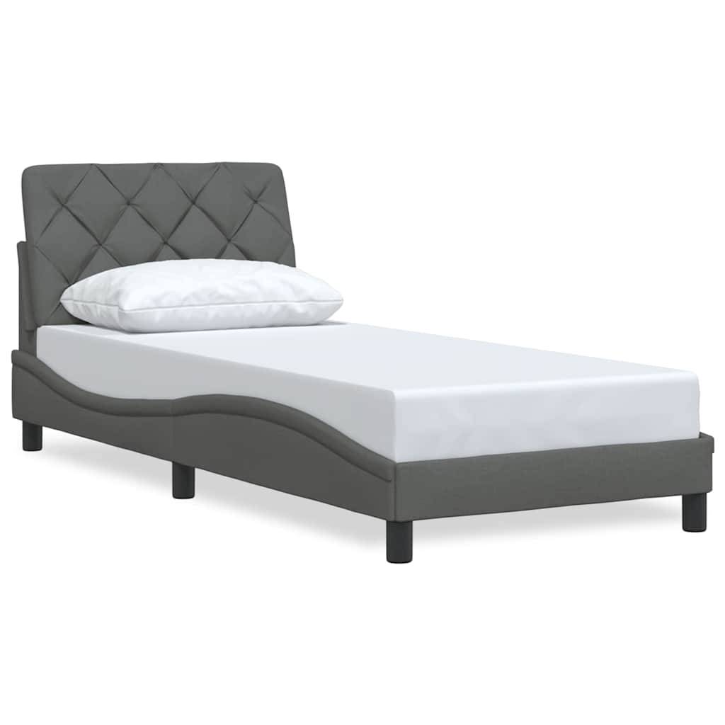 vidaXL Bettgestell ohne Matratze Dunkelgrau 90x200 cm Stoff