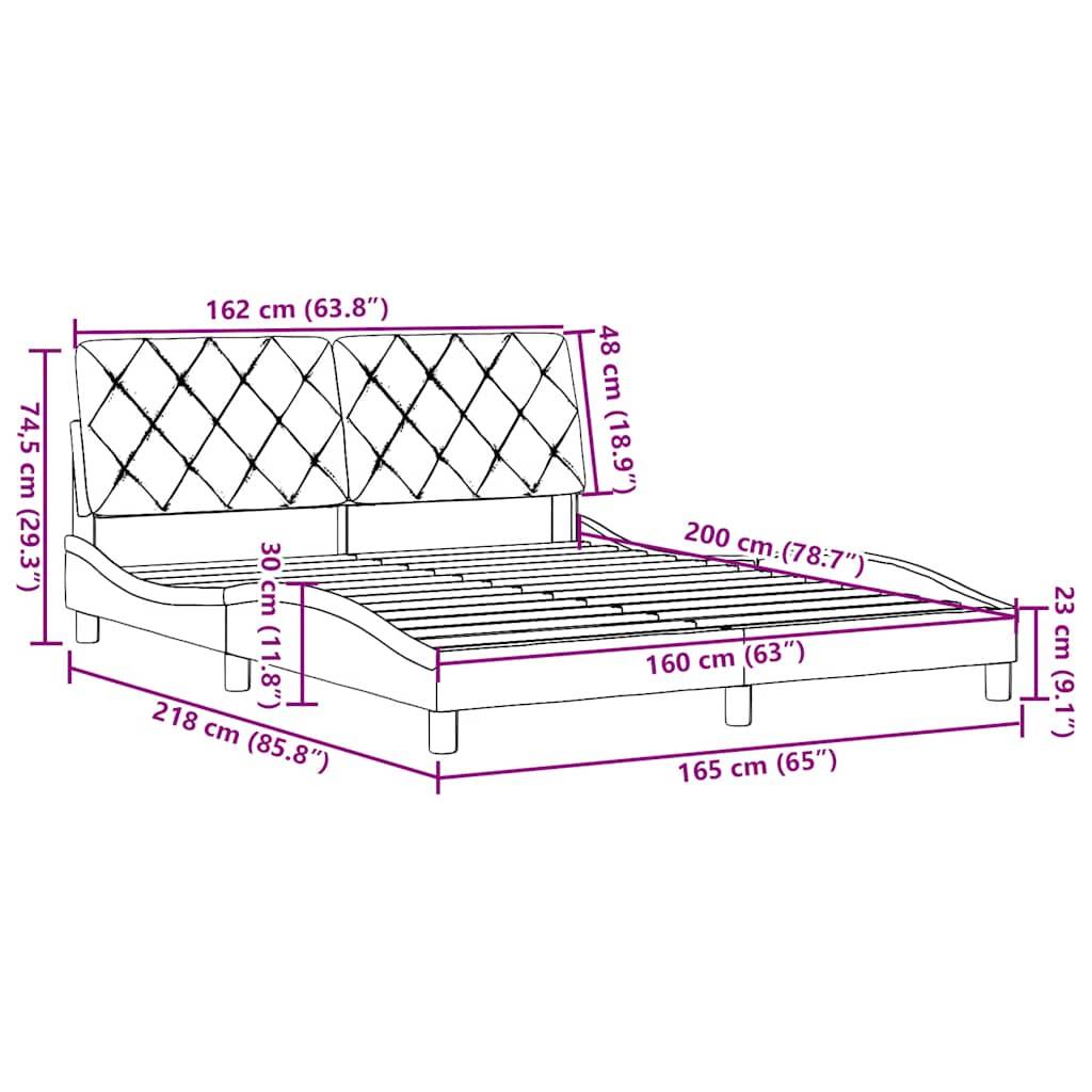 vidaXL Bettgestell ohne Matratze Dunkelbraun 160x200 cm Stoff