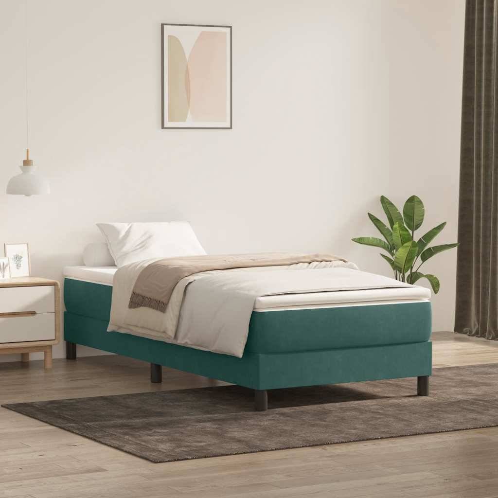vidaXL Boxspringbett ohne Matratze Dunkelgrün 90x220 cm Samt