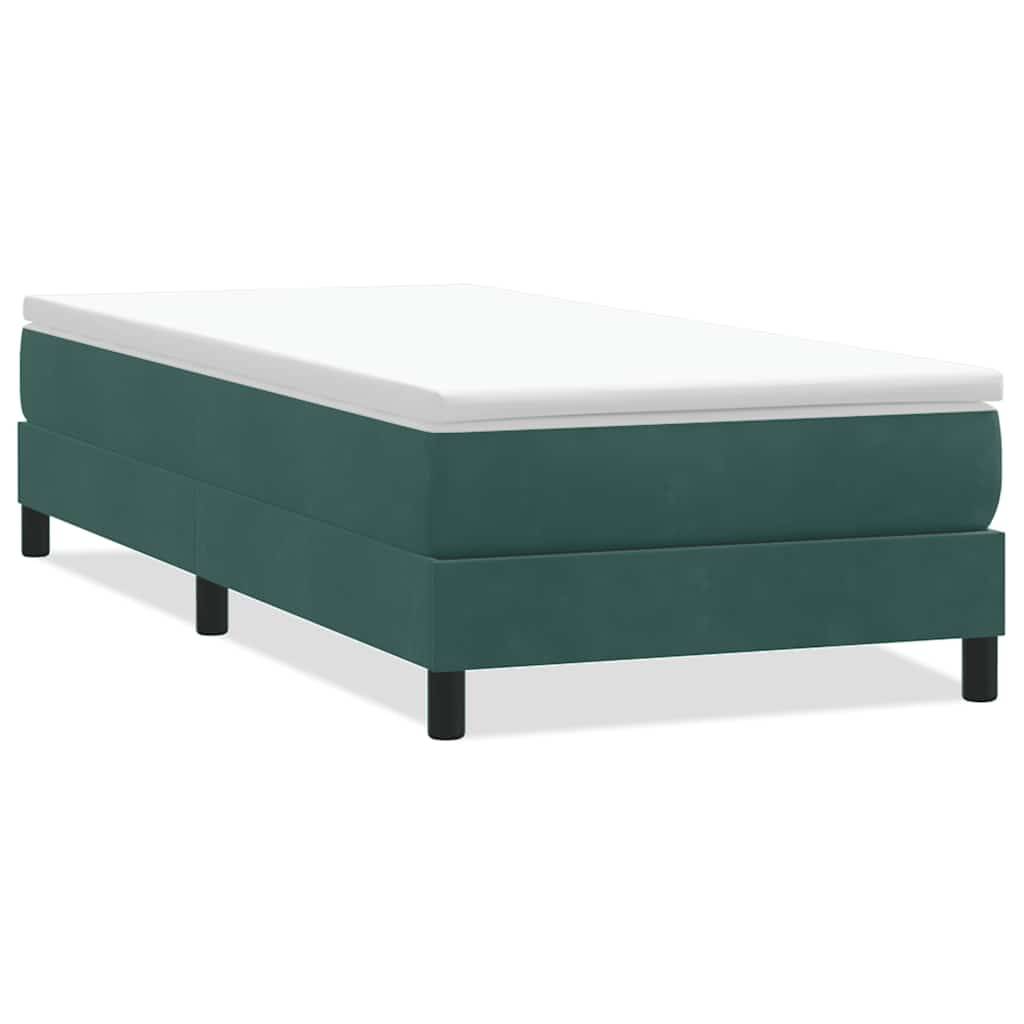 vidaXL Boxspringbett ohne Matratze Dunkelgrün 90x220 cm Samt