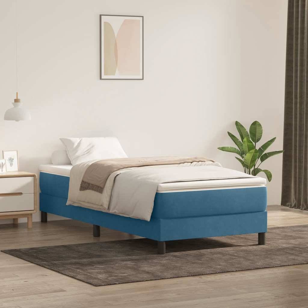 vidaXL Boxspringbett ohne Matratze Dunkelblau 90x220 cm Samt