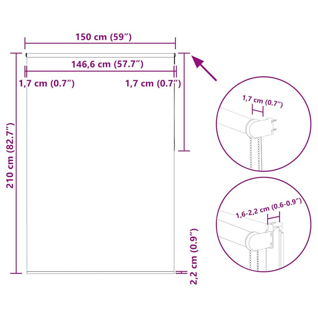 vidaXL Verdunkelungsrollo Hellgrau 150x210cm Stoffbreite 146,6cm