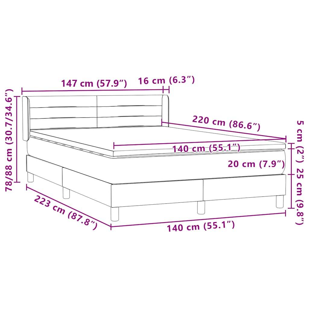 vidaXL Boxspringbett mit Matratze Rosa 140x220 cm Samt