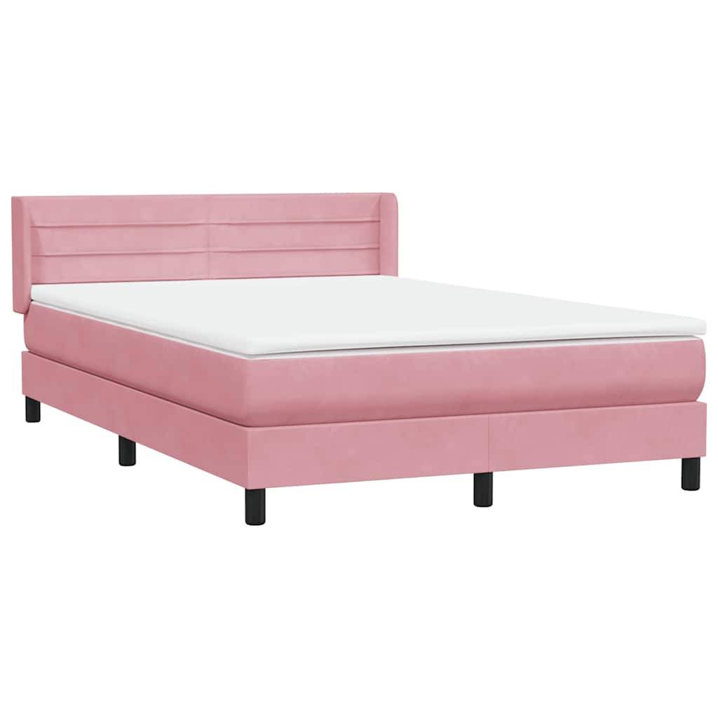 vidaXL Boxspringbett mit Matratze Rosa 140x220 cm Samt