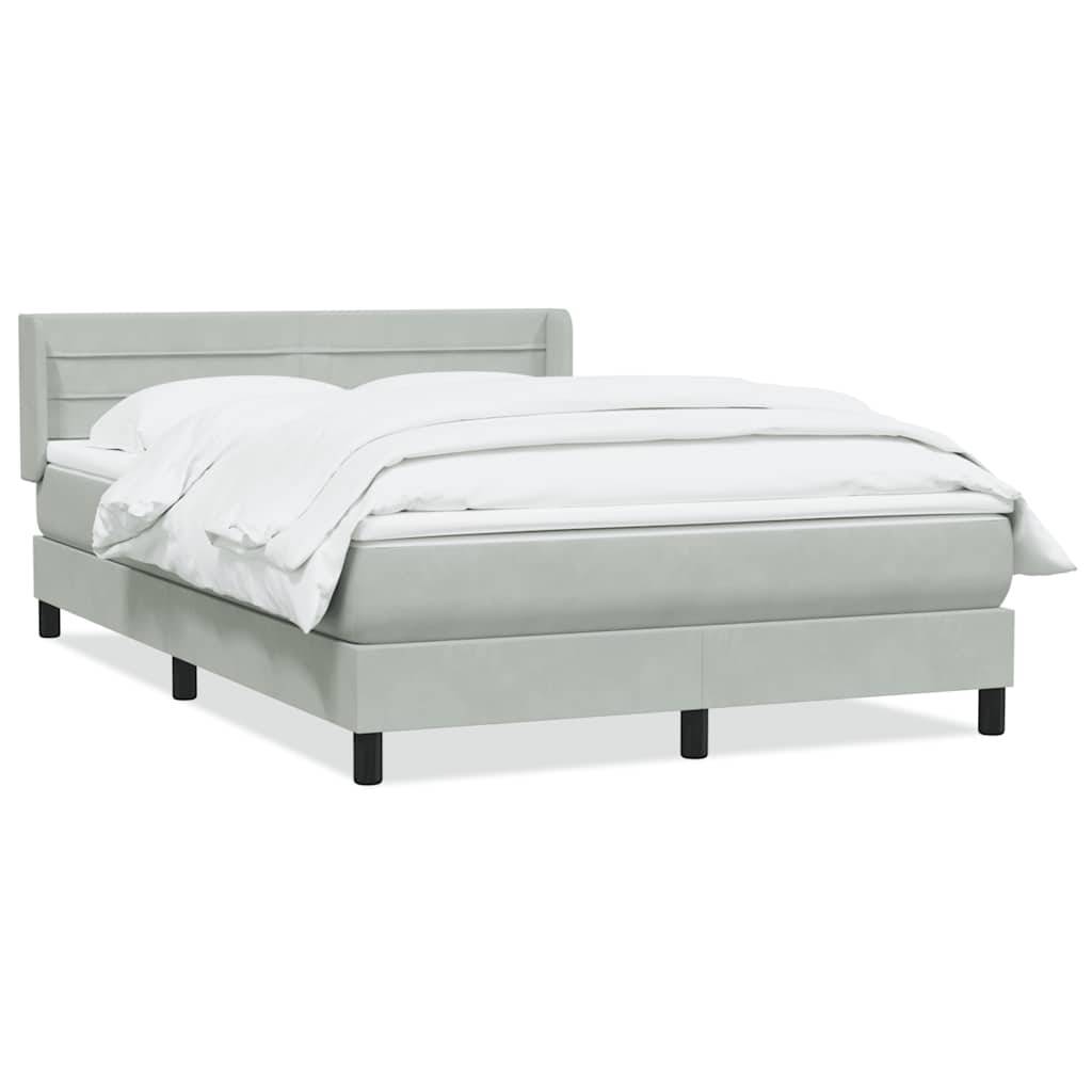 vidaXL Boxspringbett mit Matratze Hellgrau 160x210 cm Samt