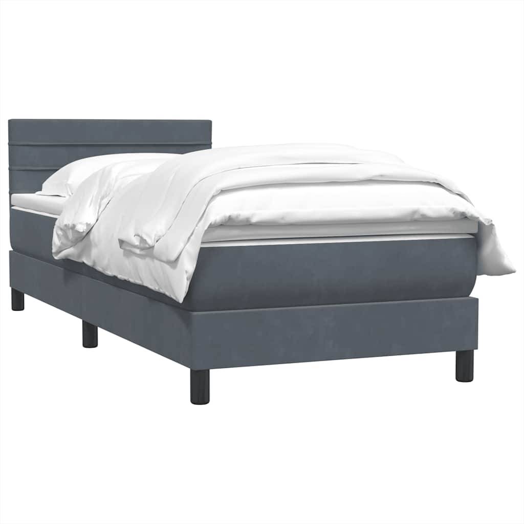 vidaXL Boxspringbett mit Matratze Dunkelgrau 80x210 cm Samt