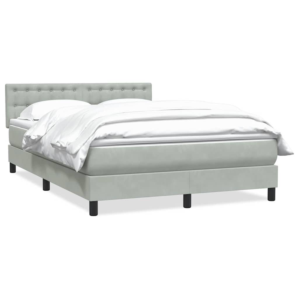 vidaXL Boxspringbett mit Matratze Hellgrau 160x220 cm Samt