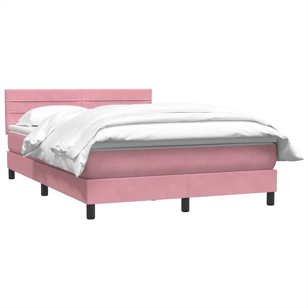 vidaXL Boxspringbett mit Matratze Rosa 160x210 cm Samt