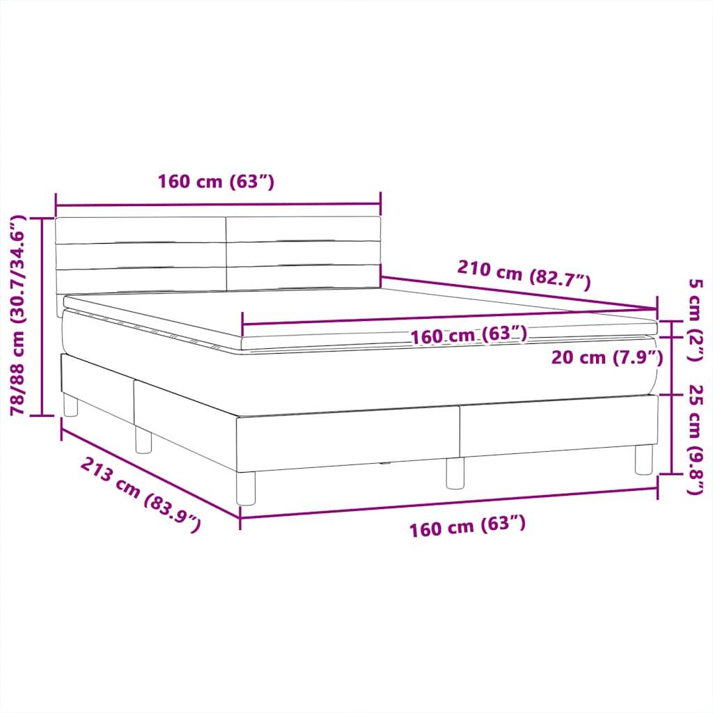 vidaXL Boxspringbett mit Matratze Rosa 160x210 cm Samt