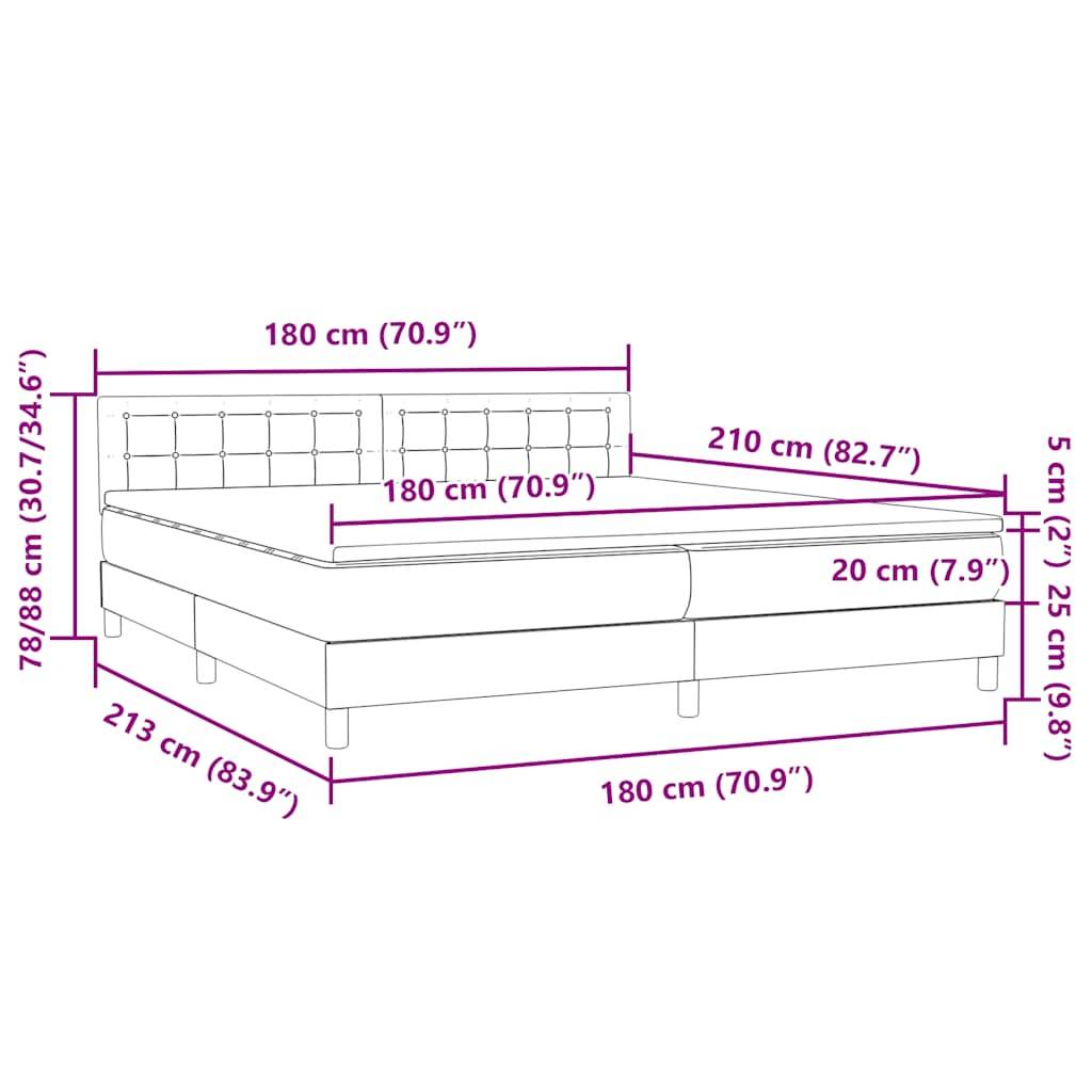 vidaXL Boxspringbett mit Matratze Rosa 180x210 cm Samt
