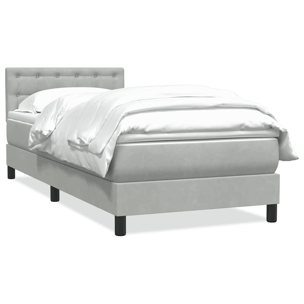 vidaXL Boxspringbett mit Matratze Hellgrau 80x220 cm Samt