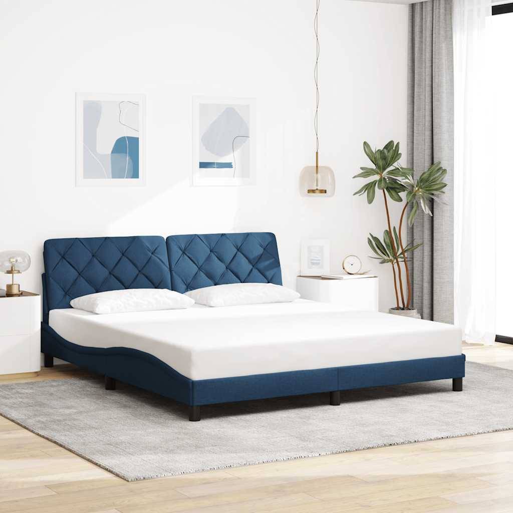 vidaXL Bettgestell mit LED ohne Matratze Blau 180x200 cm Stoff