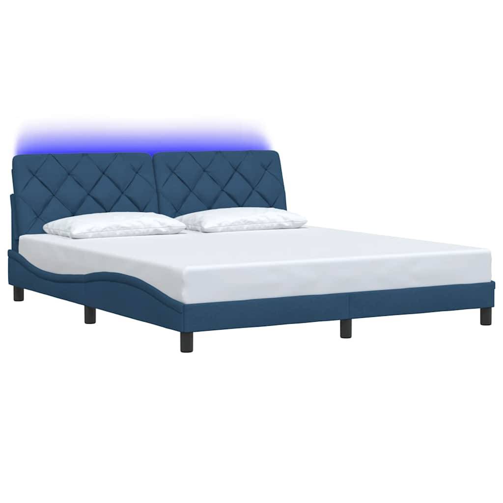 vidaXL Bettgestell mit LED ohne Matratze Blau 180x200 cm Stoff