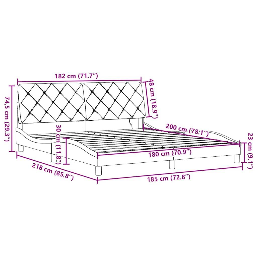 vidaXL Bettgestell mit LED ohne Matratze Dunkelbraun 180x200 cm Stoff