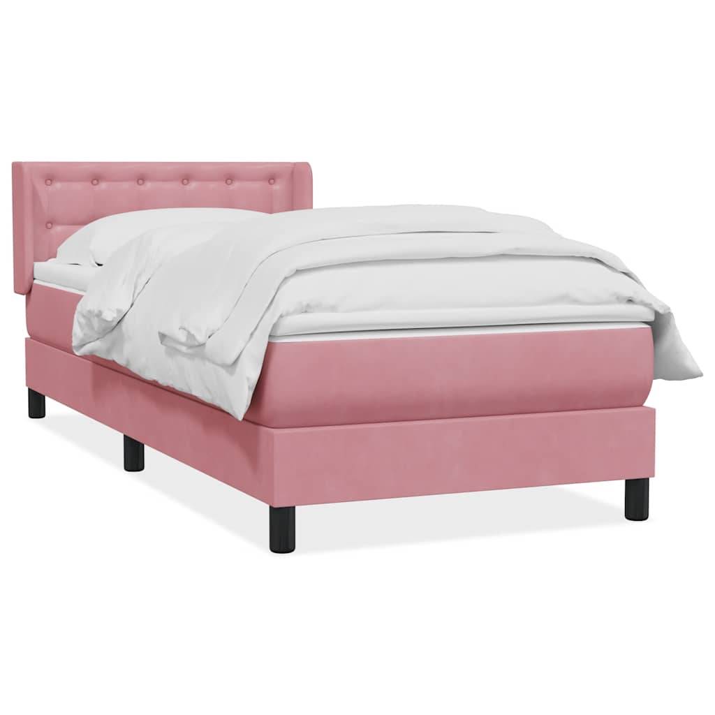 vidaXL Boxspringbett mit Matratze Rosa 100x210 cm Samt