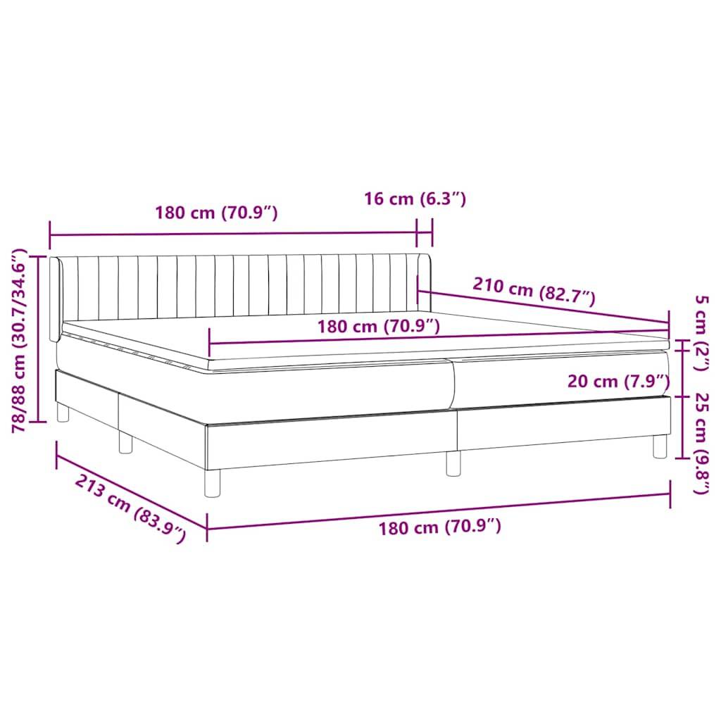 vidaXL Boxspringbett mit Matratze Rosa 180x210 cm Samt