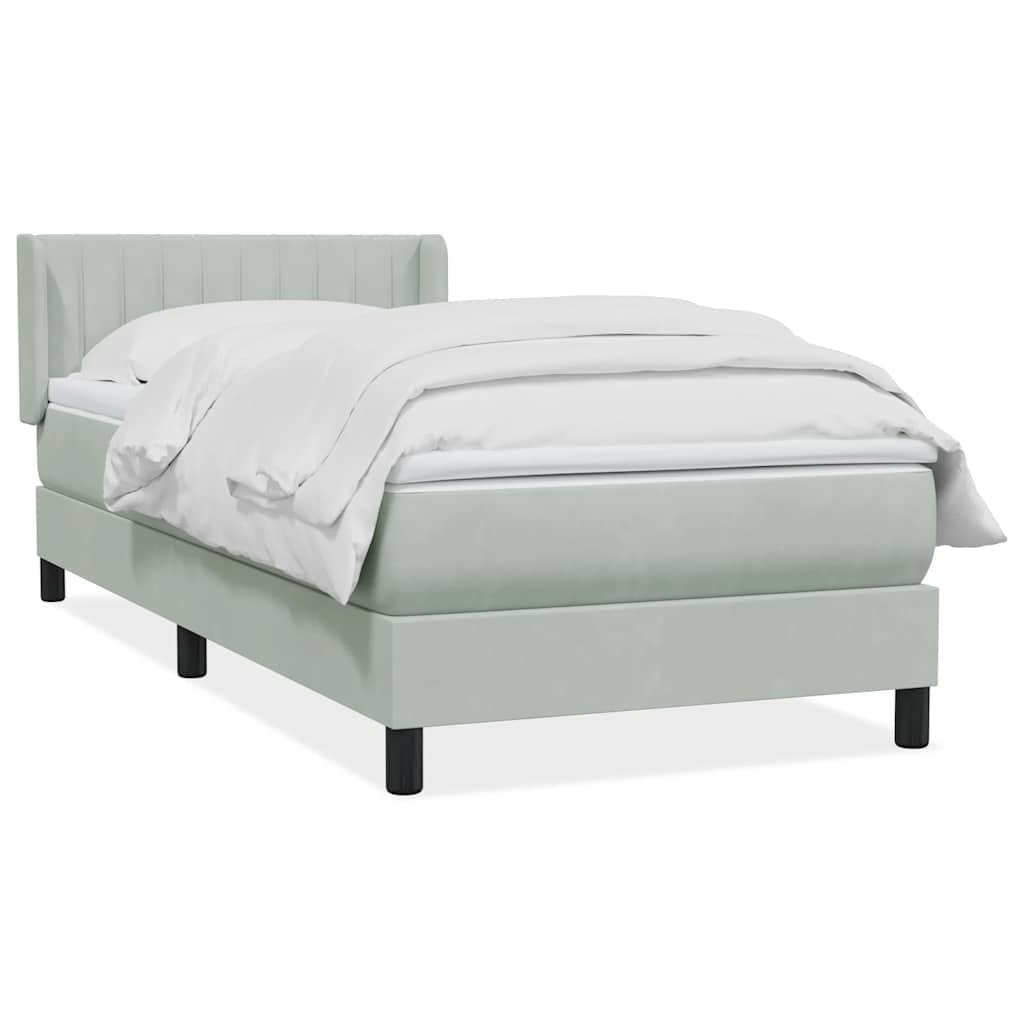 vidaXL Boxspringbett mit Matratze Hellgrau 80x210 cm Samt