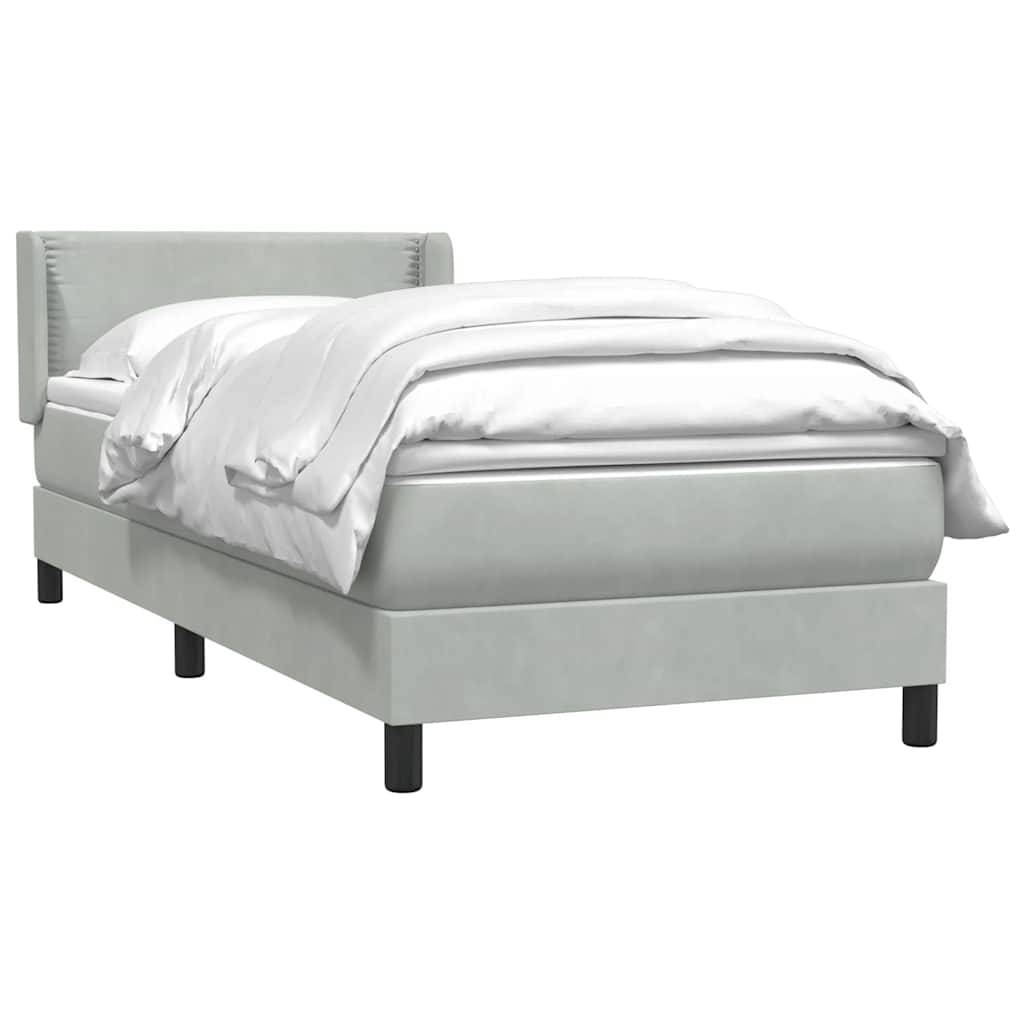 vidaXL Boxspringbett mit Matratze Hellgrau 80x210 cm Samt