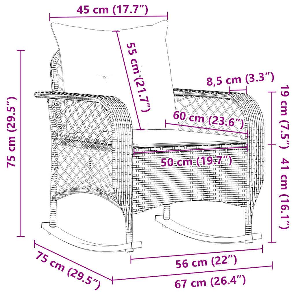 vidaXL Garten-Schaukelstuhl mit Kissen Beige Poly Rattan