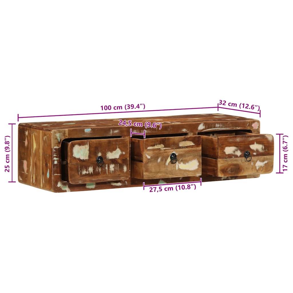 vidaXL TV-Wandschrank 100x32x25 cm Altholz Massivholz