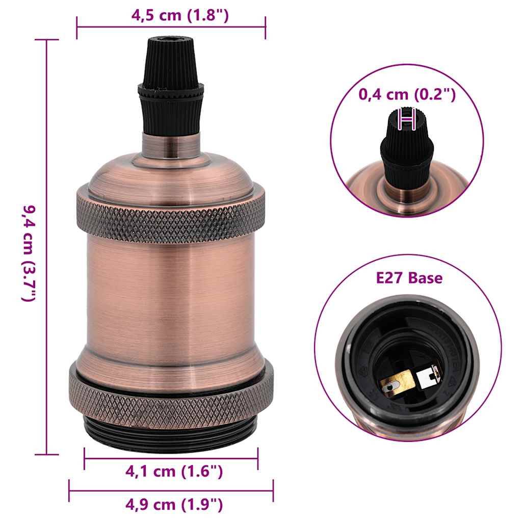 vidaXL Lampenfassungen 2 Stk. Rot-Bronze E27