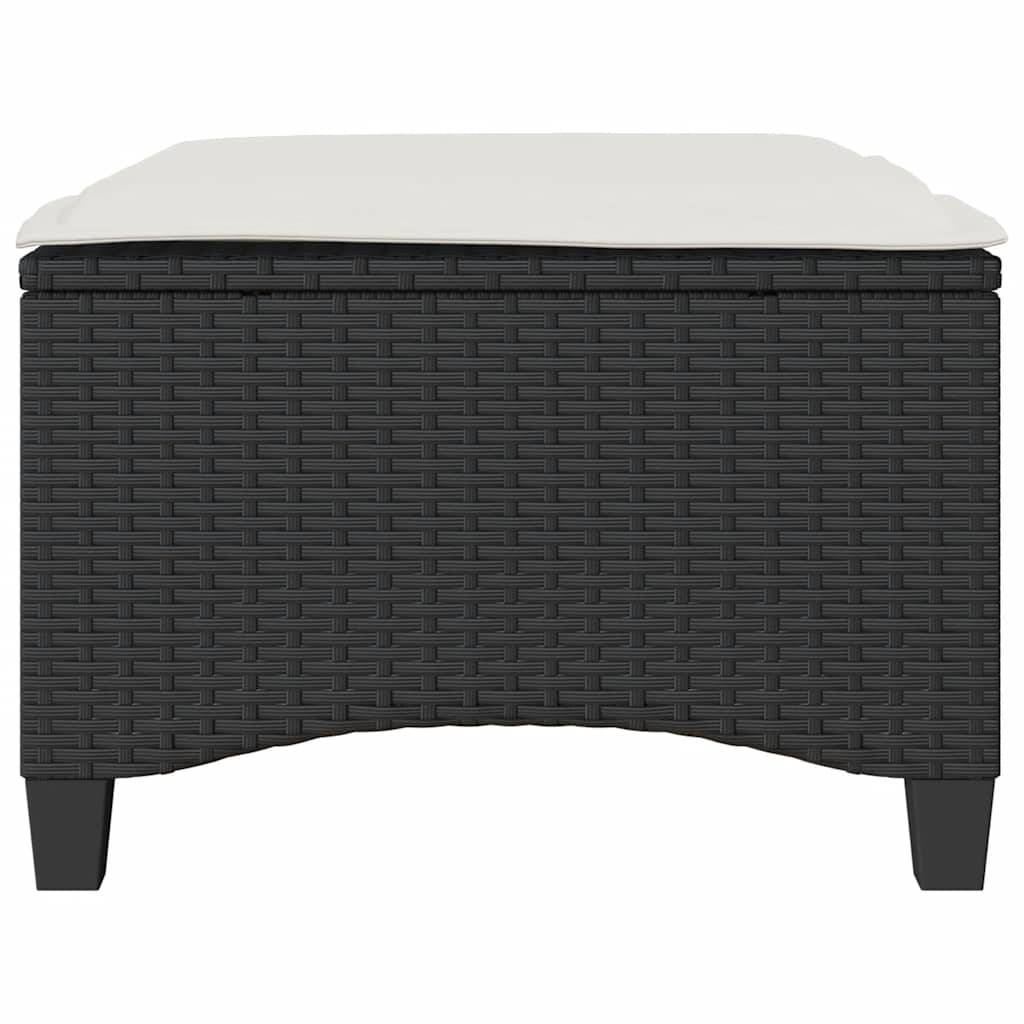 vidaXL Gartenhocker mit Kissen 2 Stk. Schwarz 55x55x36 cm Poly Rattan