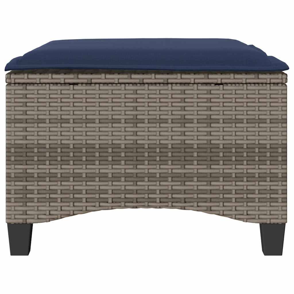 vidaXL Gartenhocker mit Kissen 2 Stk. Grau 55x55x36 cm Poly Rattan