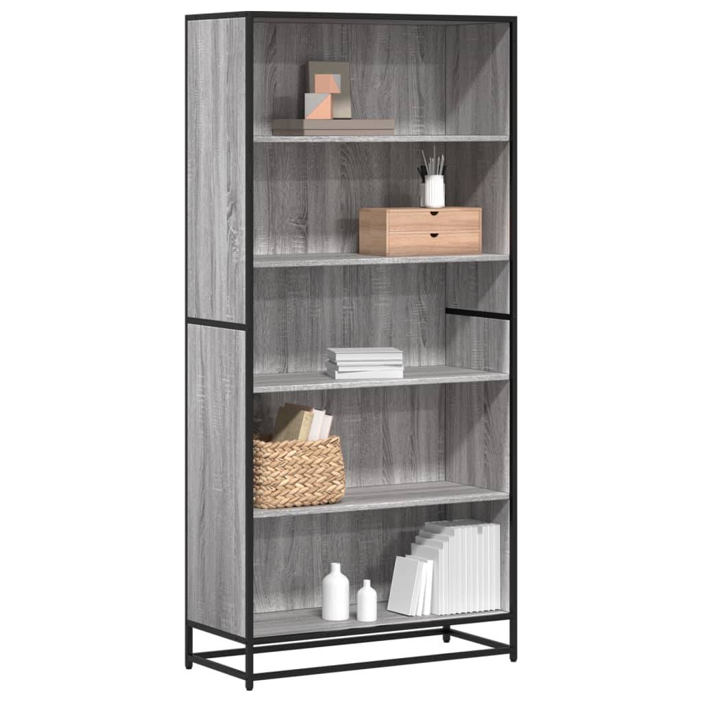 vidaXL Bücherregal Grau Sonoma 80,5x35x170,5 cm Holzwerkstoff