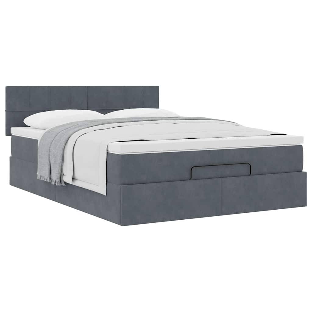 vidaXL Ottoman-Bett mit Matratze Dunkelgrau 140x190 cm Samt