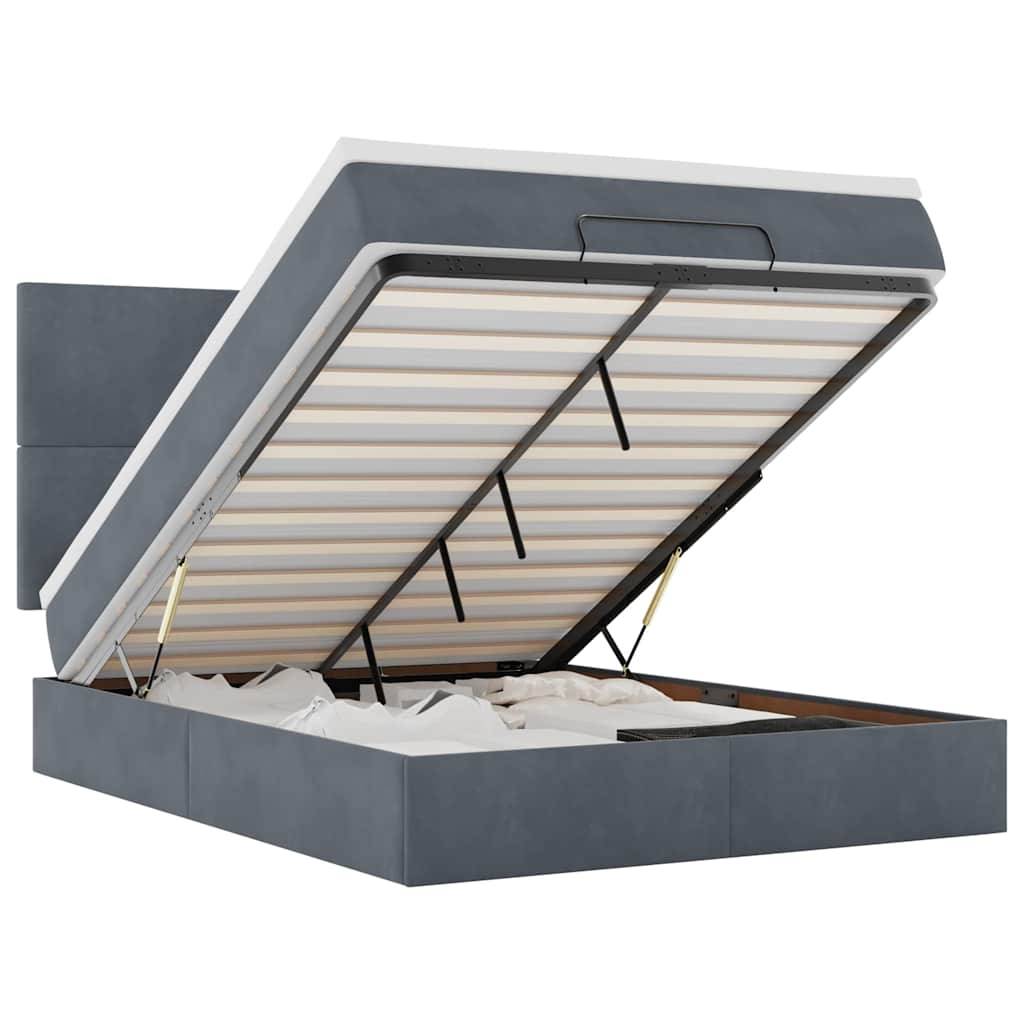 vidaXL Ottoman-Bett mit Matratzen Dunkelgrau 140x200 cm Samt