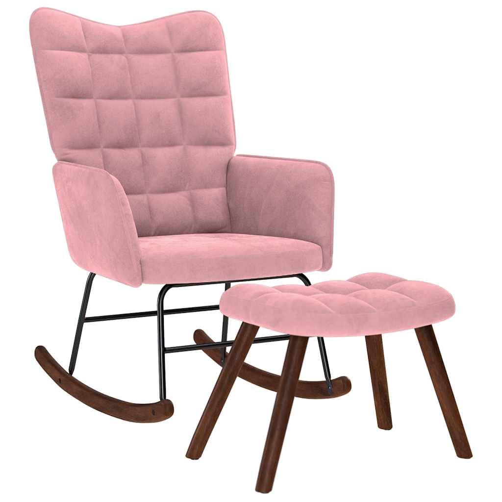 vidaXL Schaukelstuhl mit Hocker Pink Velvet