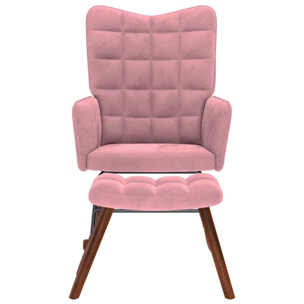 vidaXL Schaukelstuhl mit Hocker Pink Velvet