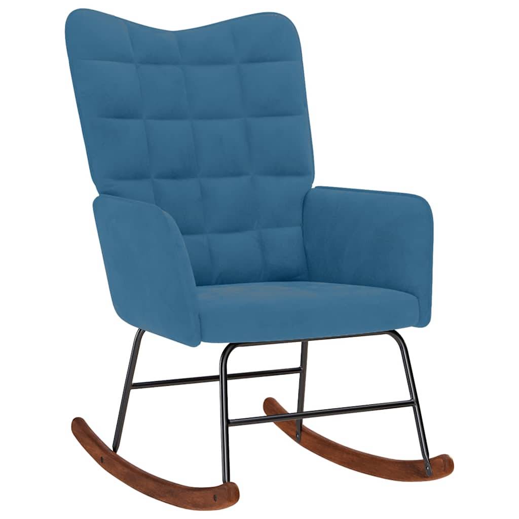 vidaXL Schaukelstuhl mit Hocker Blauer Samt