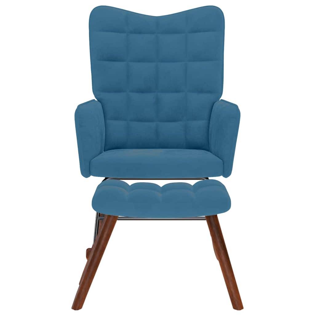 vidaXL Schaukelstuhl mit Hocker Blauer Samt