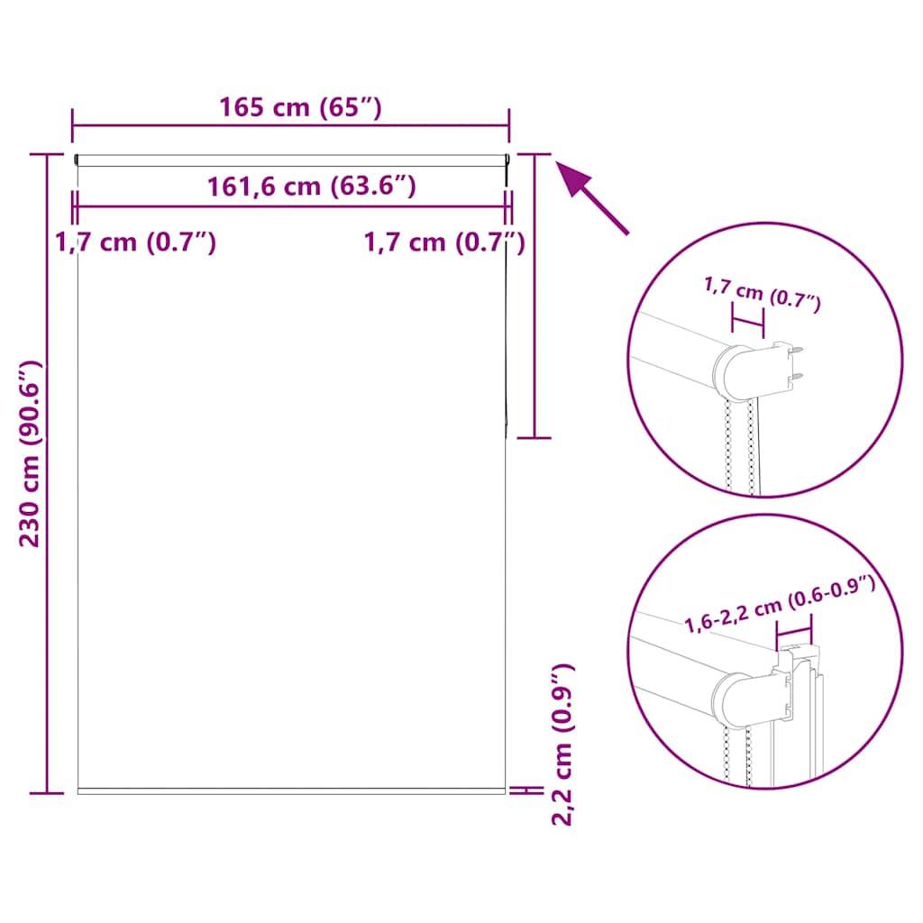 vidaXL Verdunkelungsrollo Grau 165x230cm Stoffbreite 161,6cm Polyester