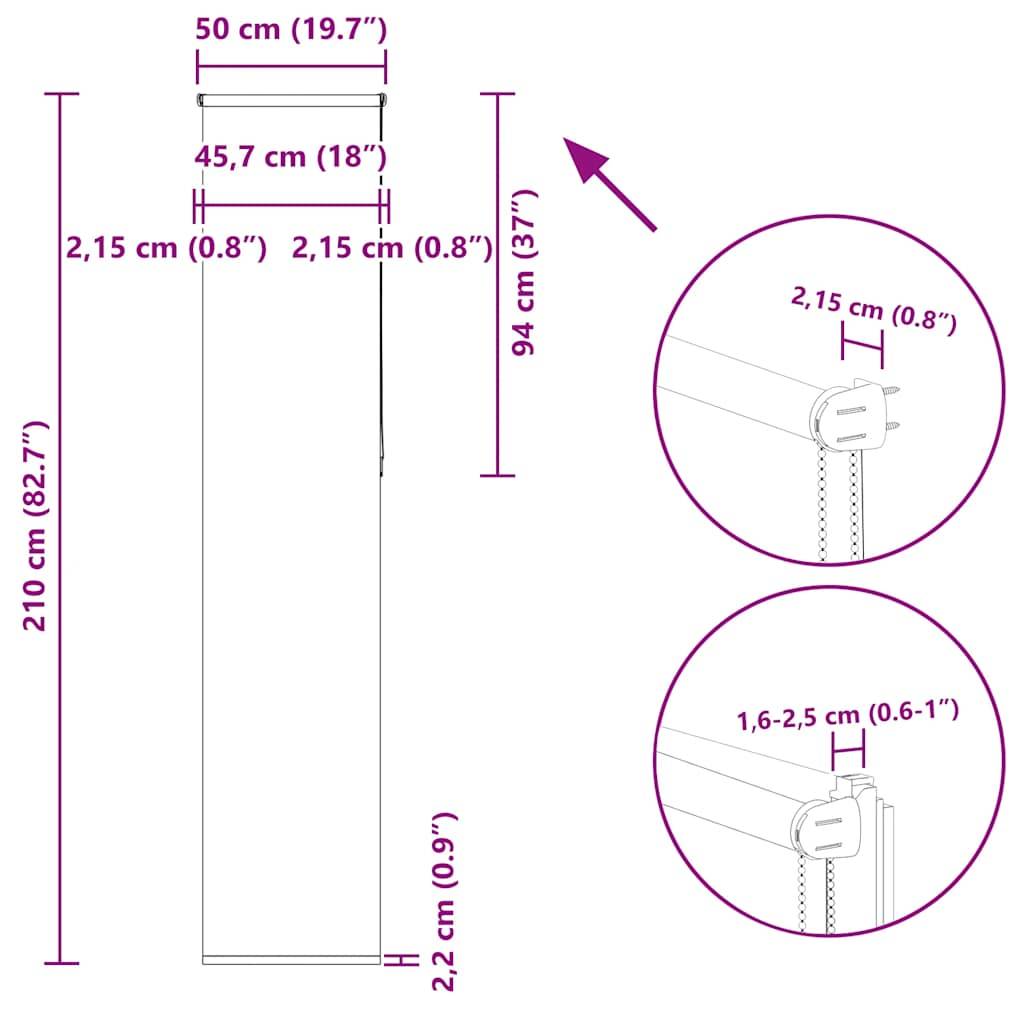 vidaXL Verdunkelungsrollo Marineblau 50x210cm Stoffbreite 45,7 cm