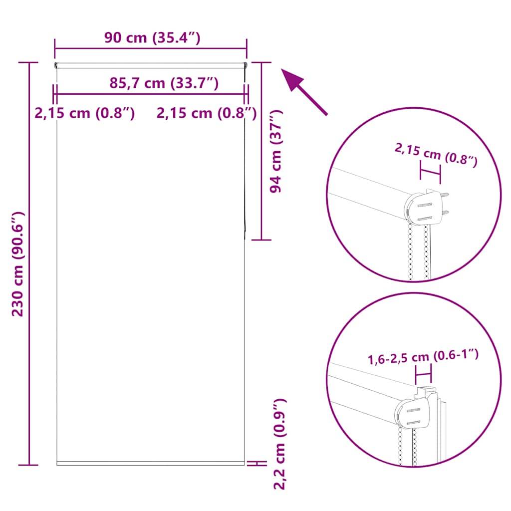 vidaXL Verdunkelungsrollo Weiß 90x230cm Stoffbreite 85,7 cm Polyester