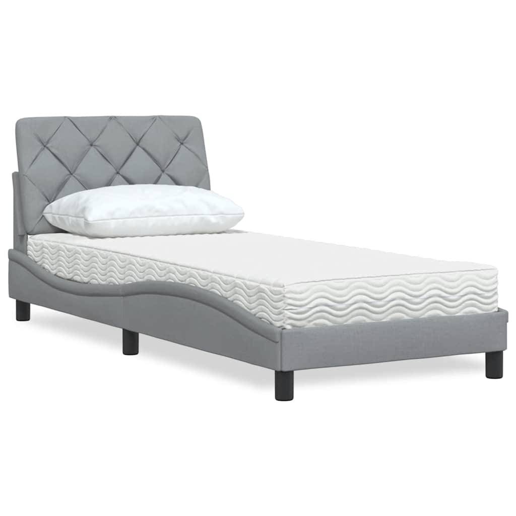 vidaXL Bett mit Matratze Hellgrau 80x200 cm Stoff