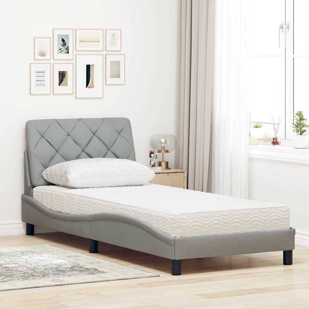 vidaXL Bett mit Matratze Hellgrau 80x200 cm Stoff