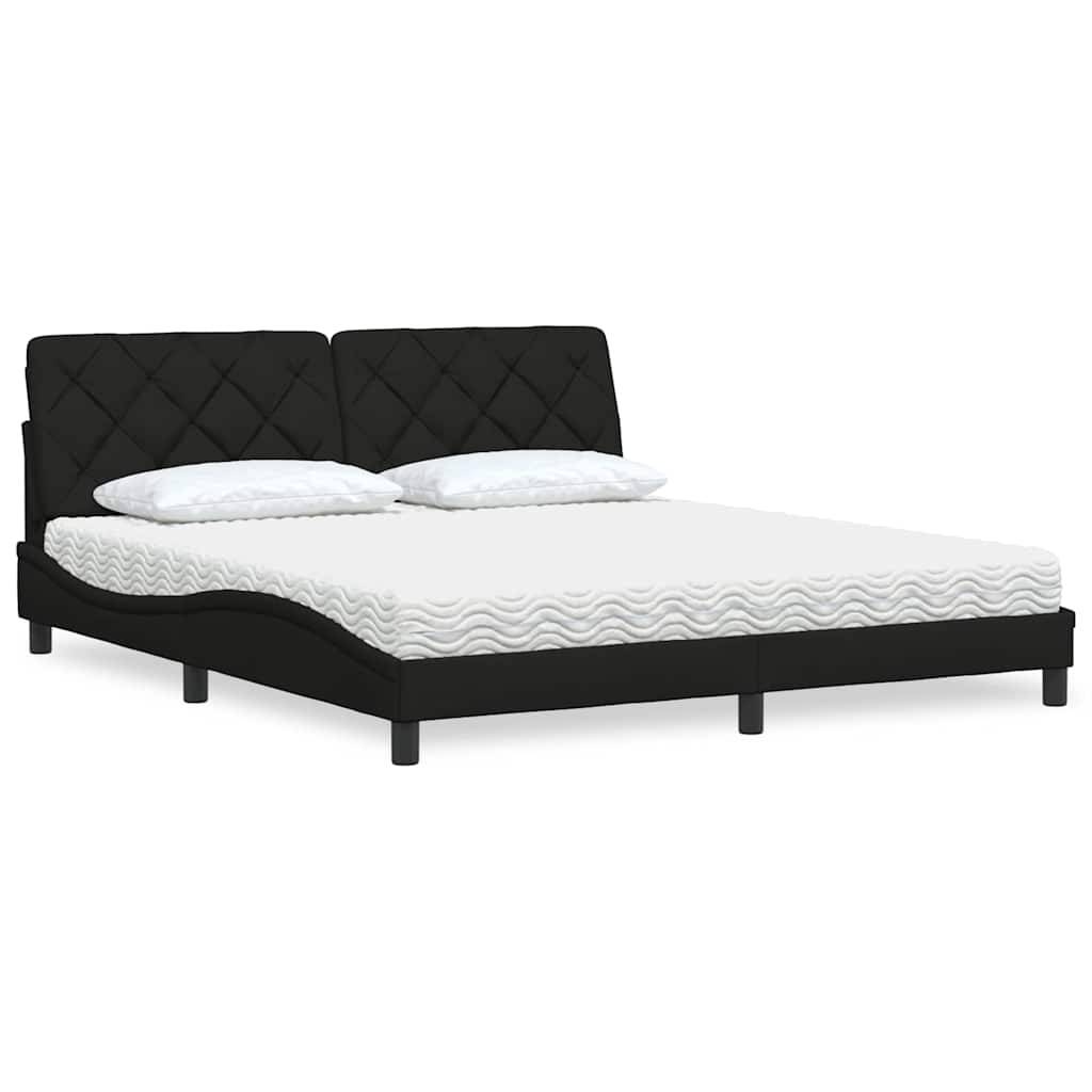 vidaXL Bett mit Matratze Schwarz 180x200 cm Stoff