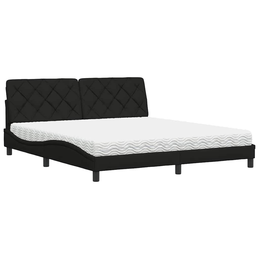 vidaXL Bett mit Matratze Schwarz 180x200 cm Stoff